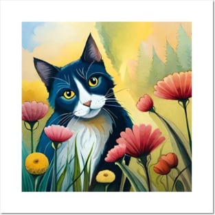 cute floral cat Posters and Art